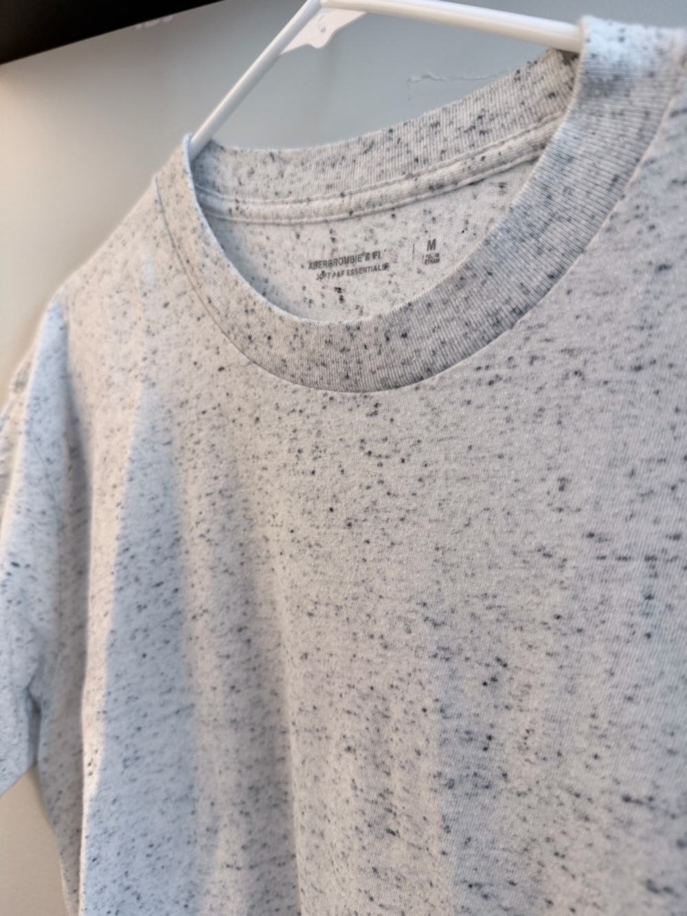 Abercrombie & Fitch Speckled Crewneck Tee - Off-White with Black Flecks